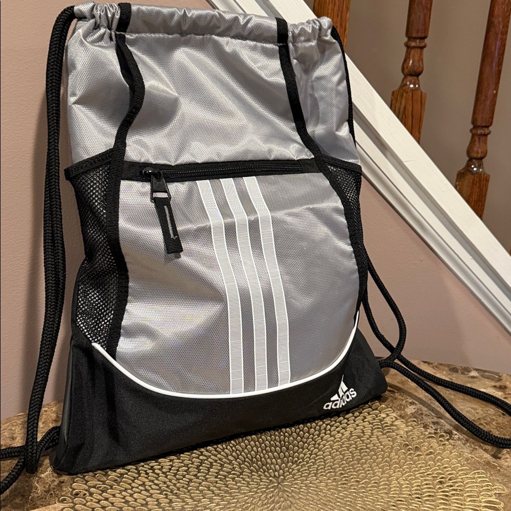 Adidas Black/Silver Drawstring Bag - image 2